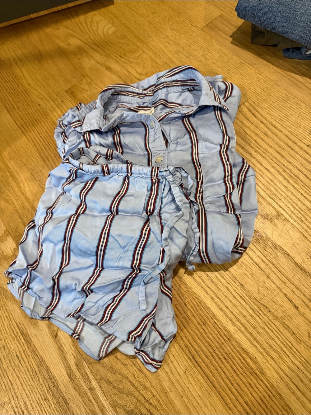 aerie Light Blue Striped Pajama Set